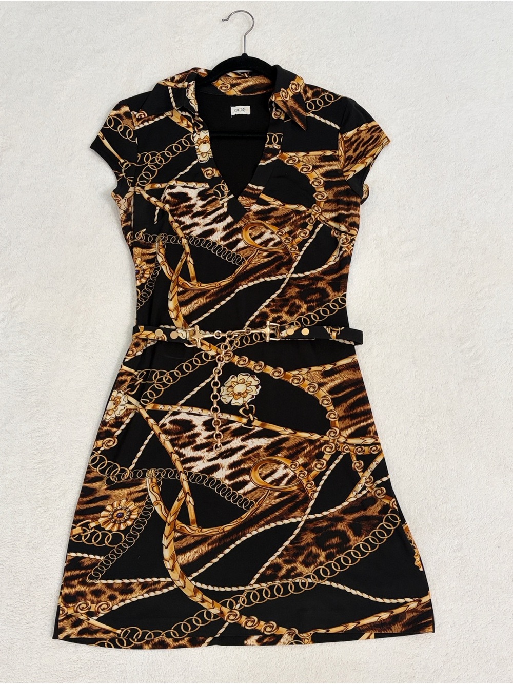 Cache Black & Gold Chain Print Dress - Women